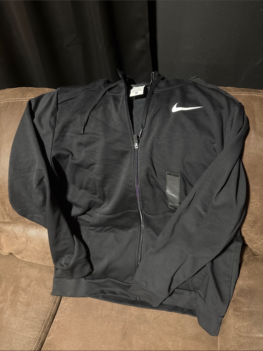 Nike Black Full-Zip Hoodie Jacket with White Swoosh